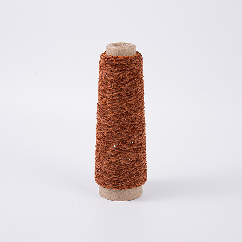 Ljusbrun chenille garn polyester paillette garn